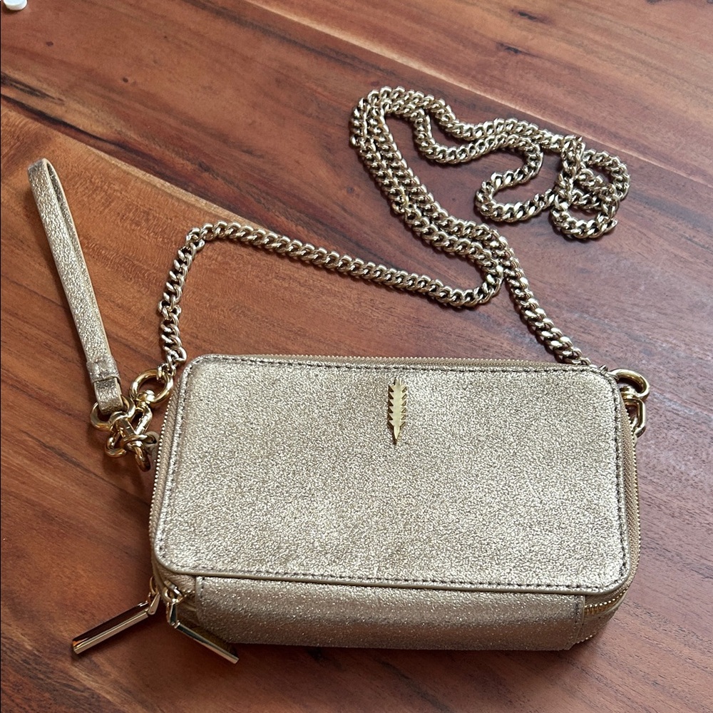 Chic Gold Wristlet with Chain Strap